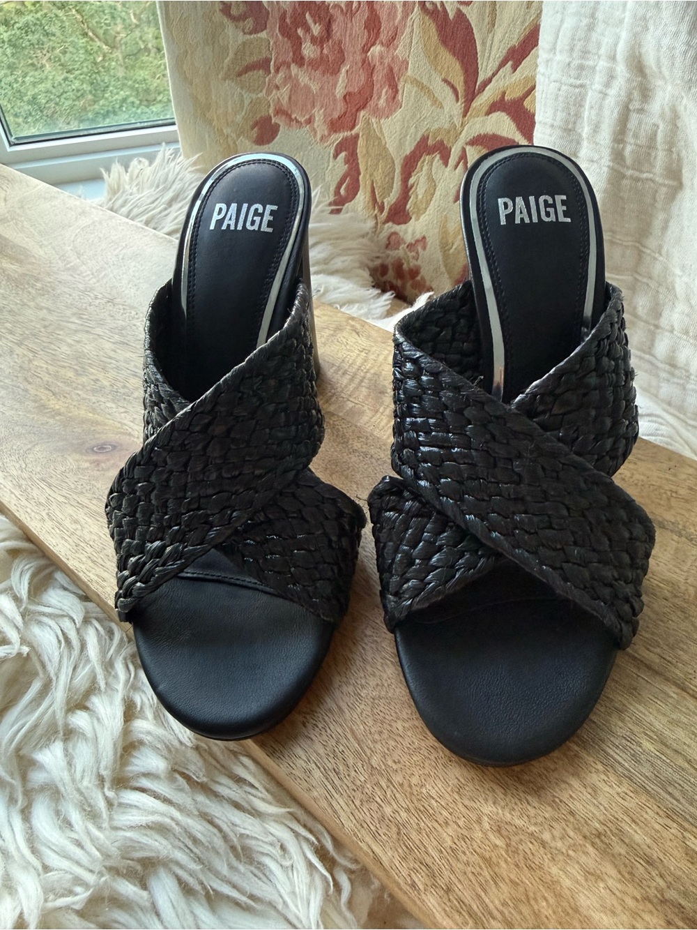 PAIGE Nova Crisscross High Heel Sandals – Black – size 7.5